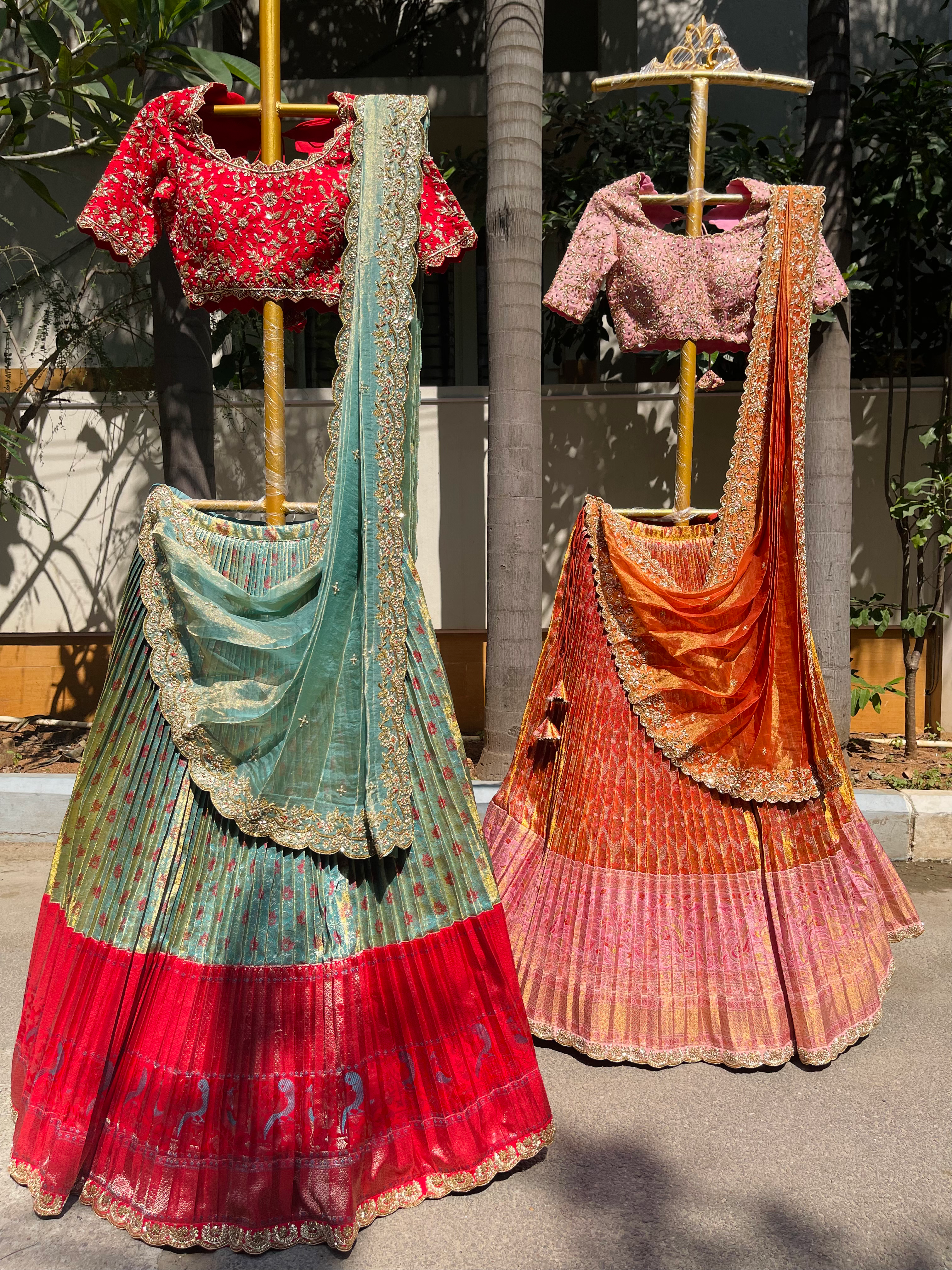 Pure kanchipattu tissue lehengas