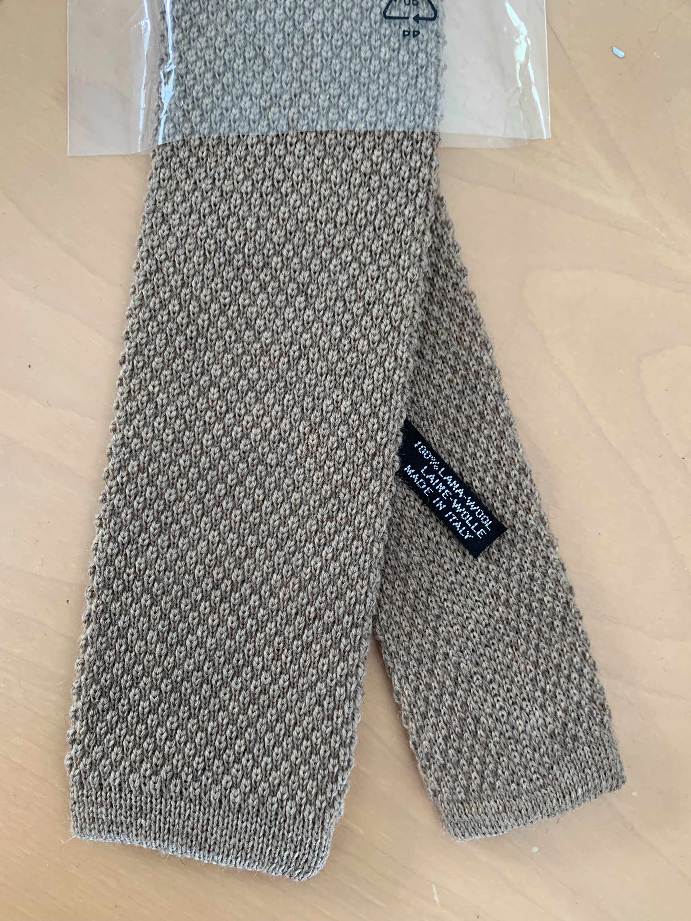 CRAVATTA TRICOT BEIGE MADE IN ITALY