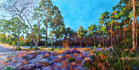 Colourful autumn trees in Burnham Beeches, original painting