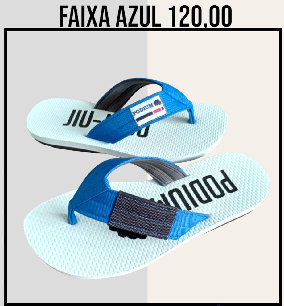Miniatura: Chinelo Jiu-Jitsu Podium | FAIXA AZUL | Palmilha Branca
