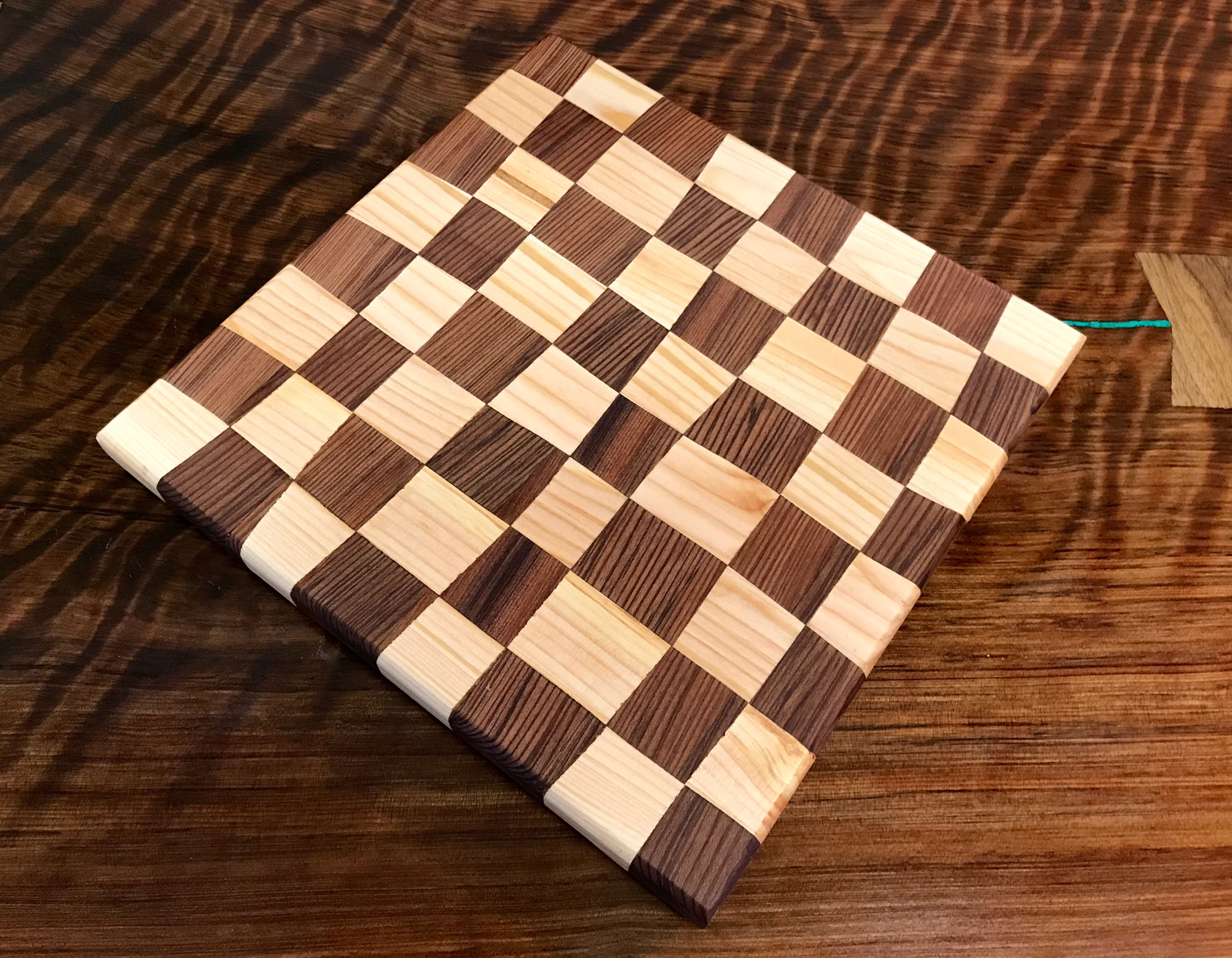 Drunken Chess Checker Cutting Board Redwood And Fir Tektonfurniture