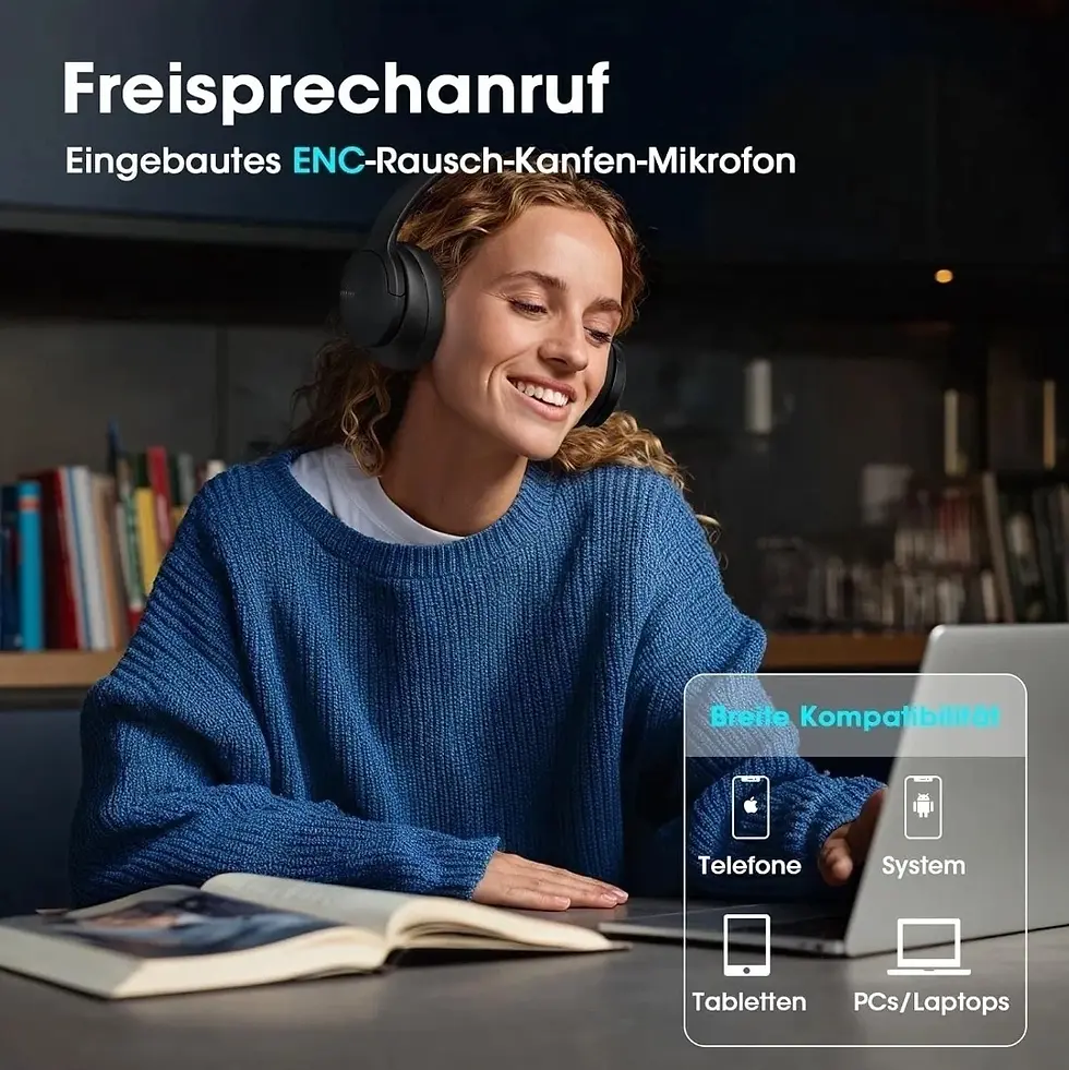 Thumbnail: DOQAUS Bluetooth Kopfhörer, 90 Stunden Spielzeit Kopfhörer Kabellos Schwarz