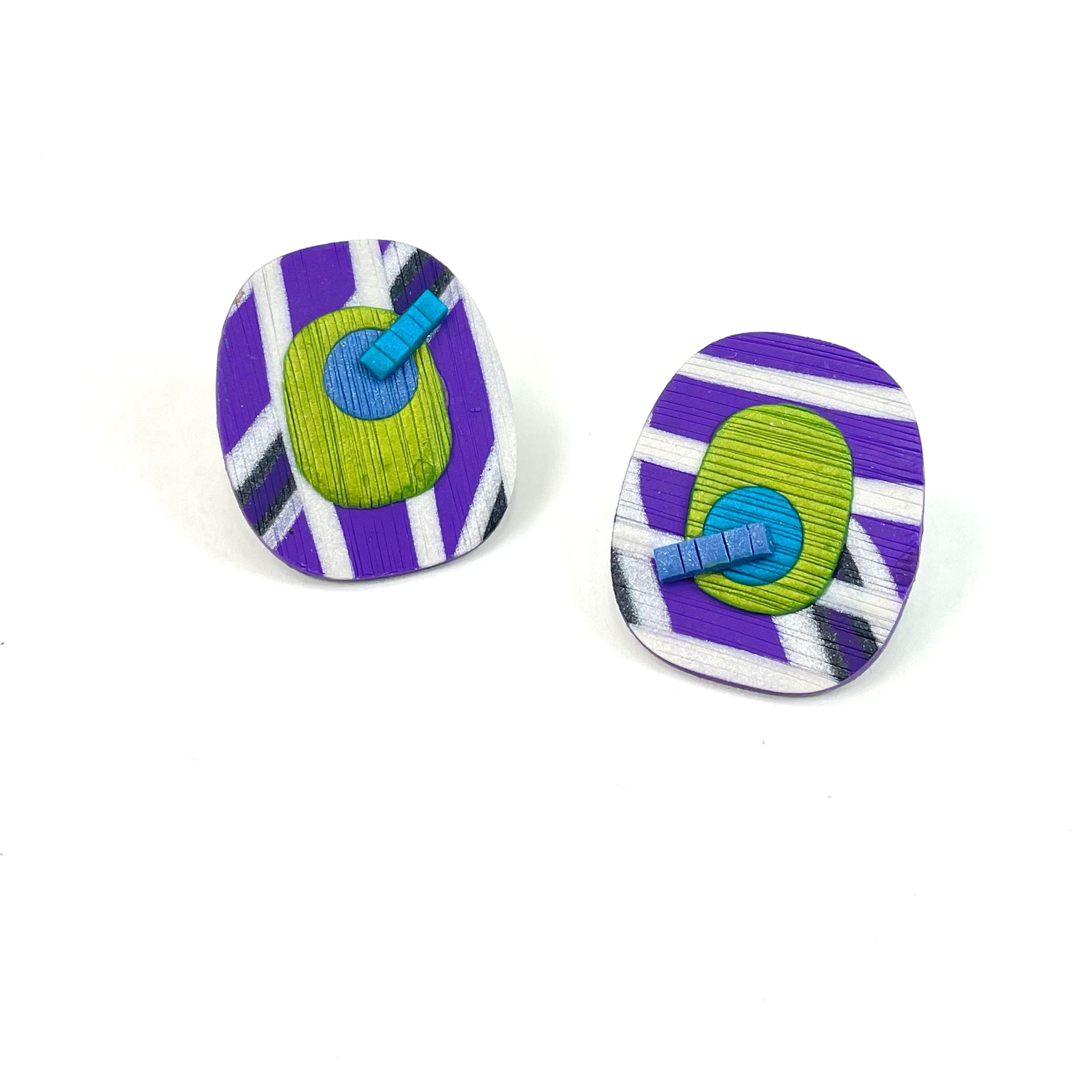 Purple Mix Button Earrings