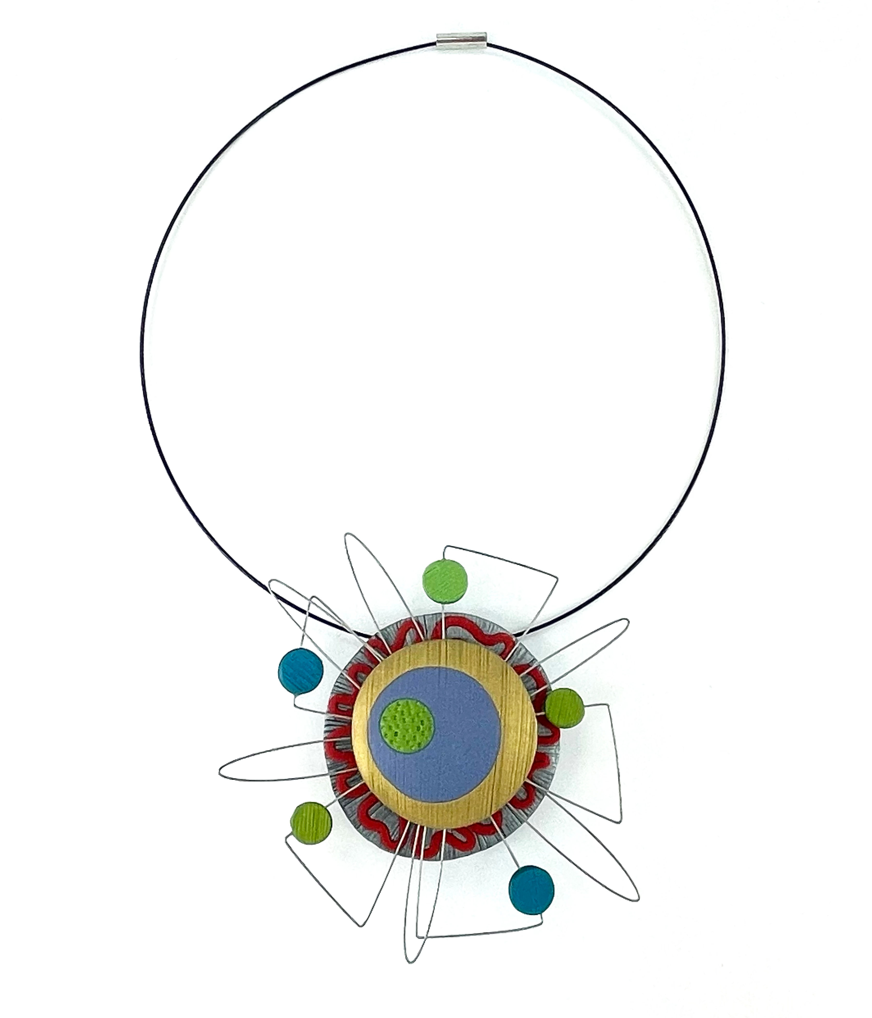 Wire Flower Brooche -Bronze Purple Lime