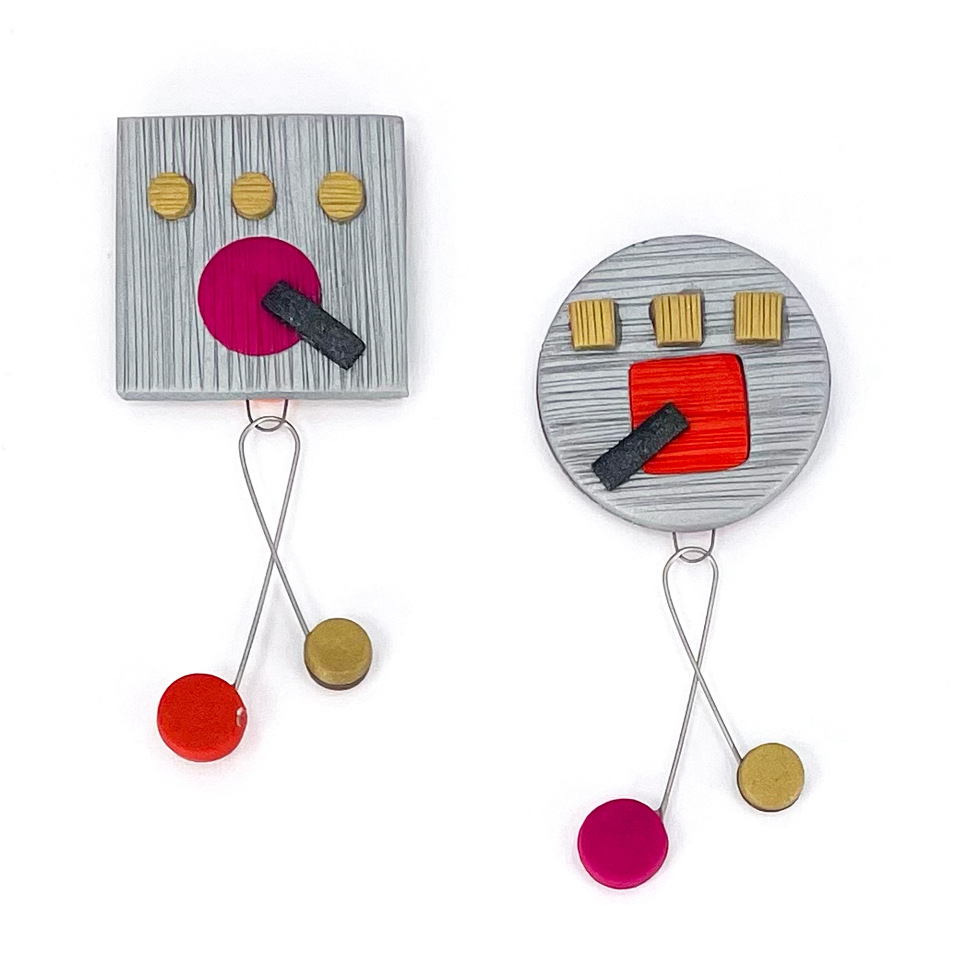 Button with Dangle - RaspberryBurnt Orange