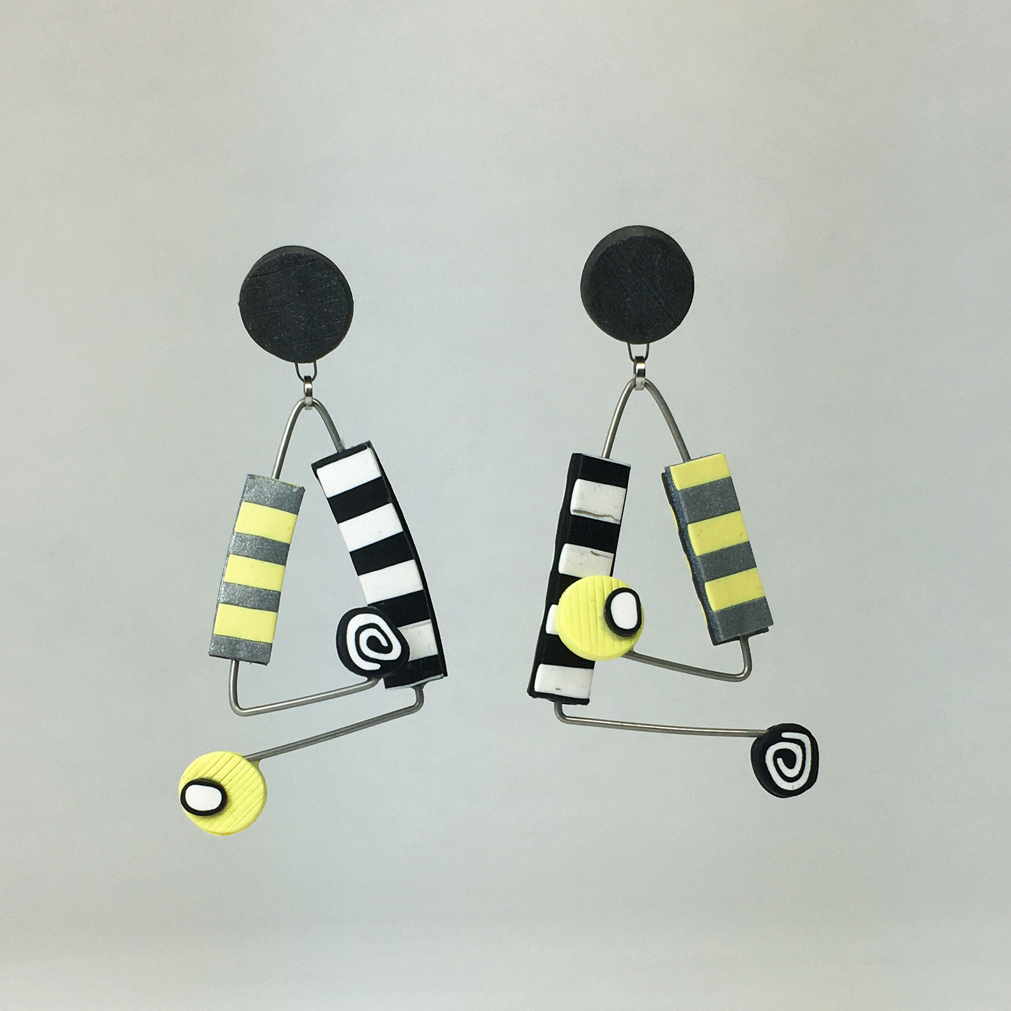 Kinetic Earrings - Yellow Grey