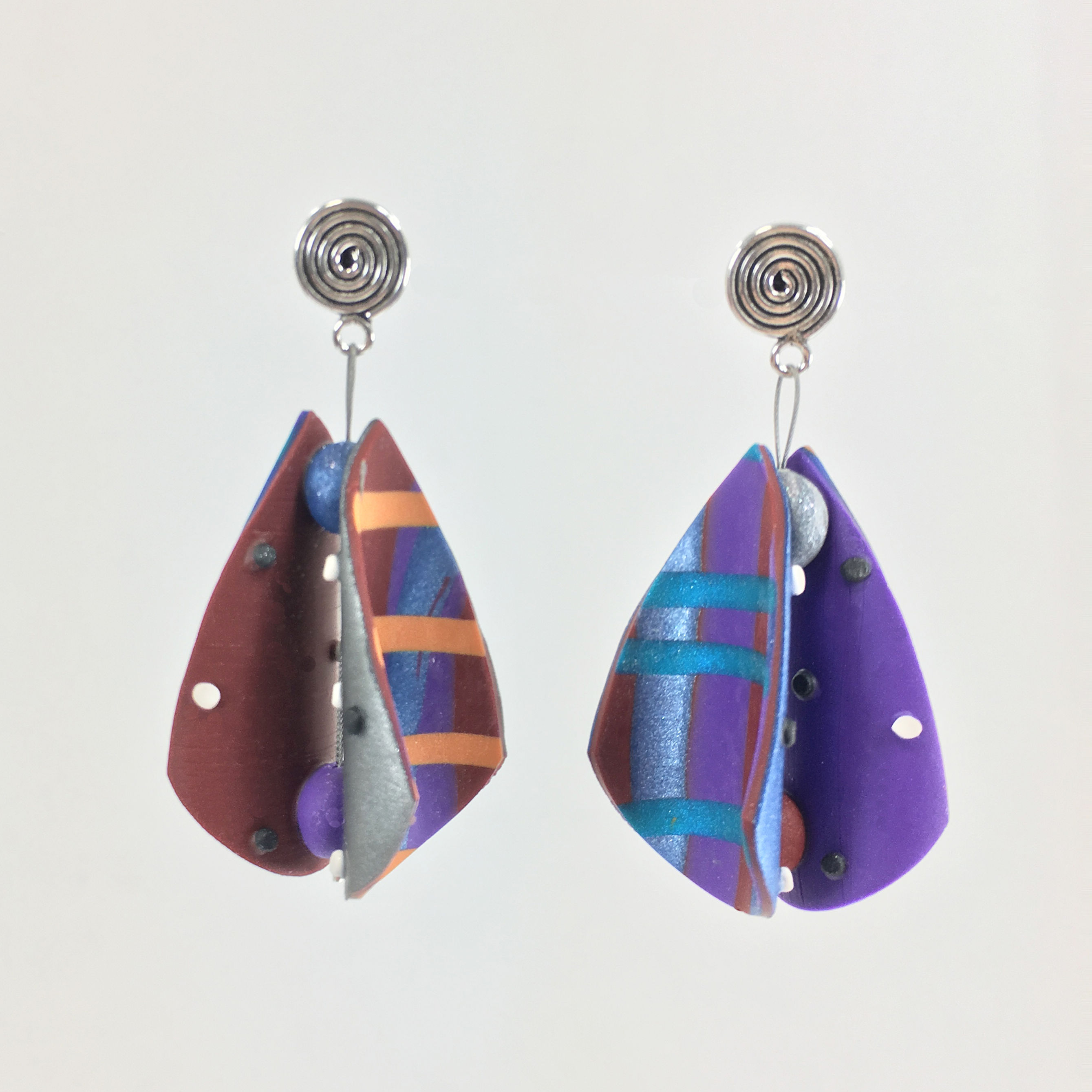 Wings Teardrop Earrings - Red Purple