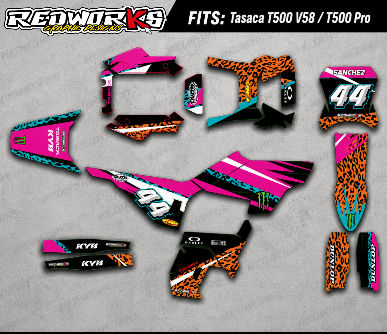 Tasaca T500 V58 / T500 Pro Premium Graphics Kit – Pink Leopard