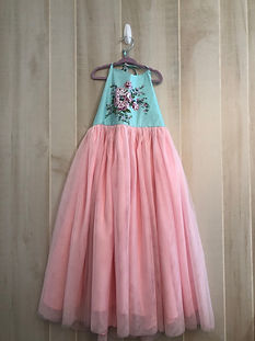 pink tulle dress with blue floral size 8