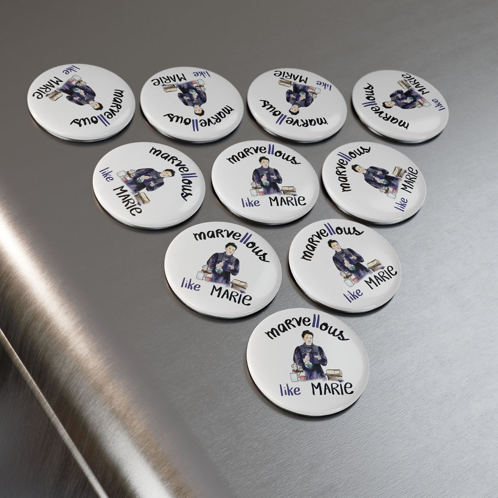 Thumbnail: 'Marie Curie' Button Magnet, Round (1 & 10 pcs)