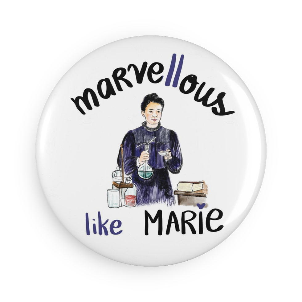 Thumbnail: 'Marie Curie' Button Magnet, Round (1 & 10 pcs)