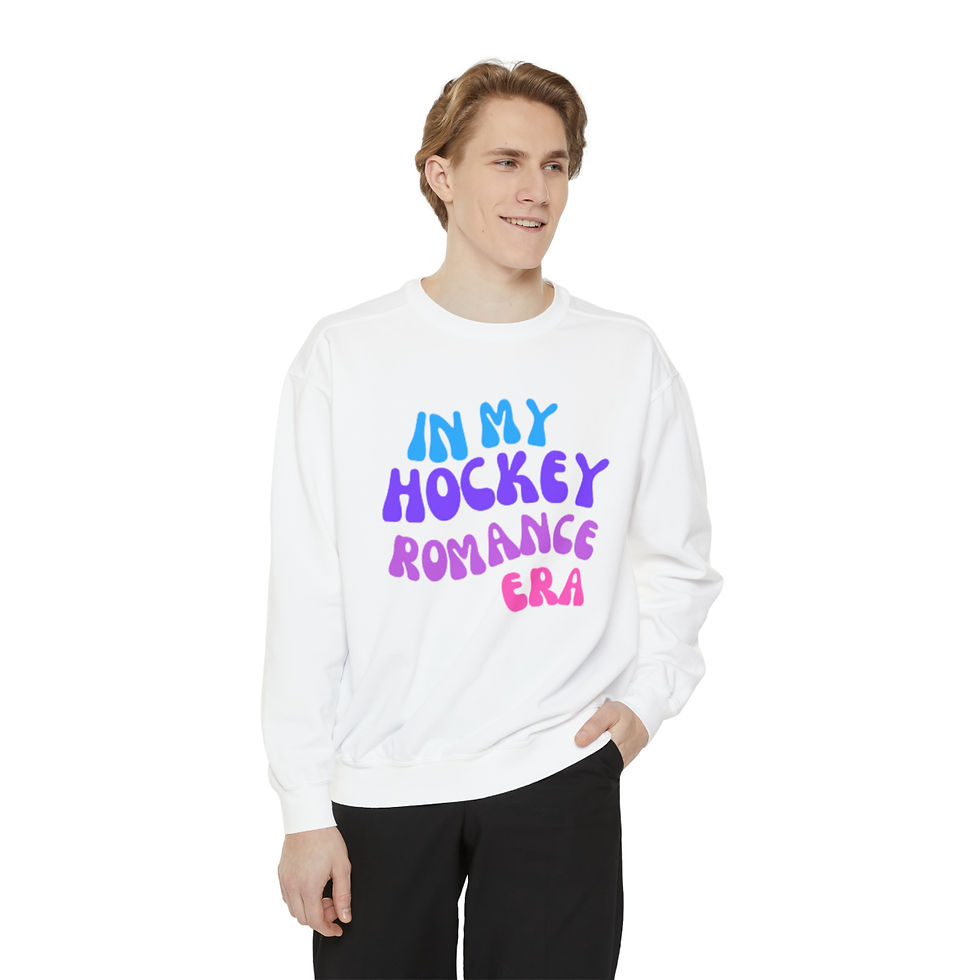 Thumbnail: In My Hockey Romance Era Unisex Garment-Dyed Sweatshirt