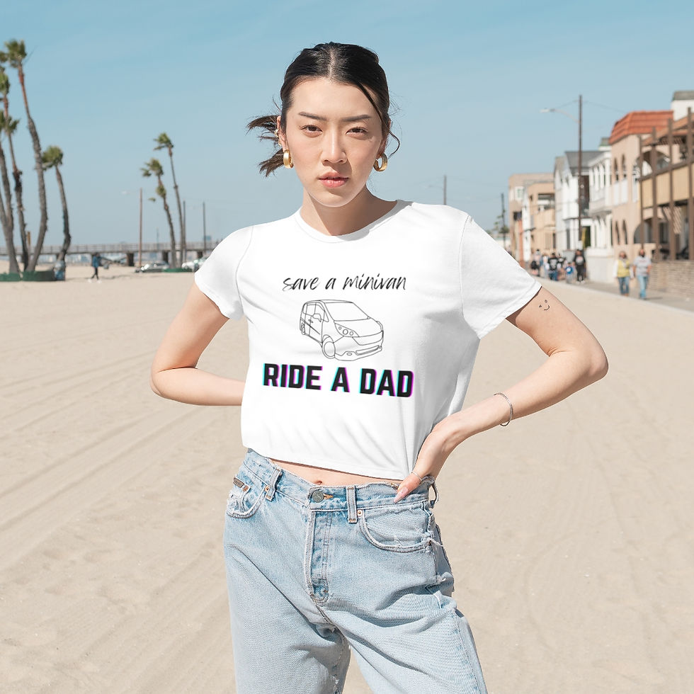 Thumbnail: Save a Minivan, Ride a Dad - Women's Flowy Cropped Tee