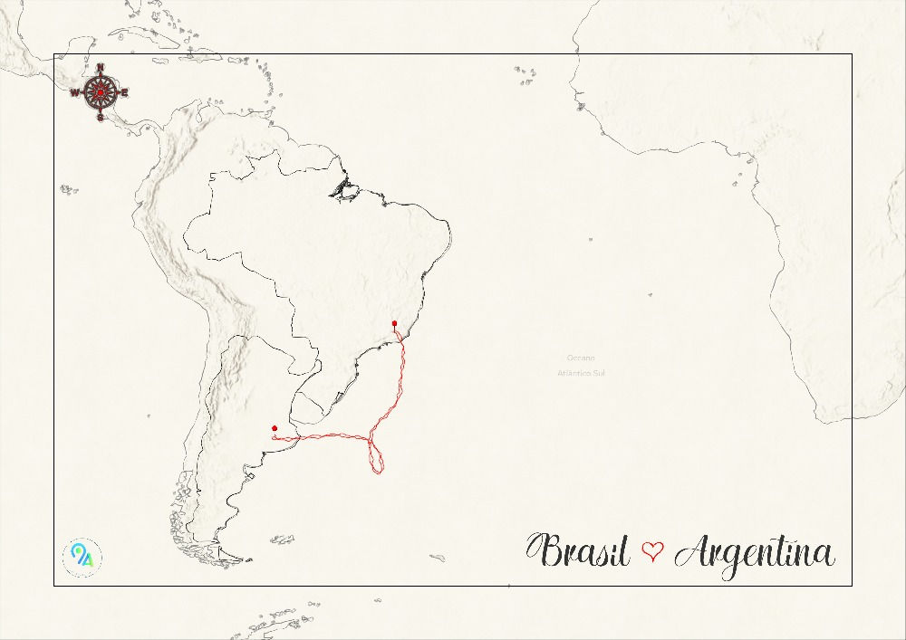 Mapa-Quadro Brasil-Argentina - moderno
