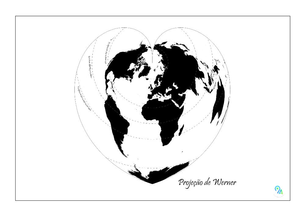 Mapa-Quadro do mundo (Wenner) - Preto e Branco