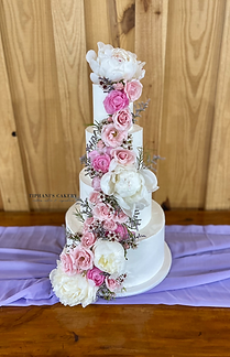 Pink Floral Wedding Cake