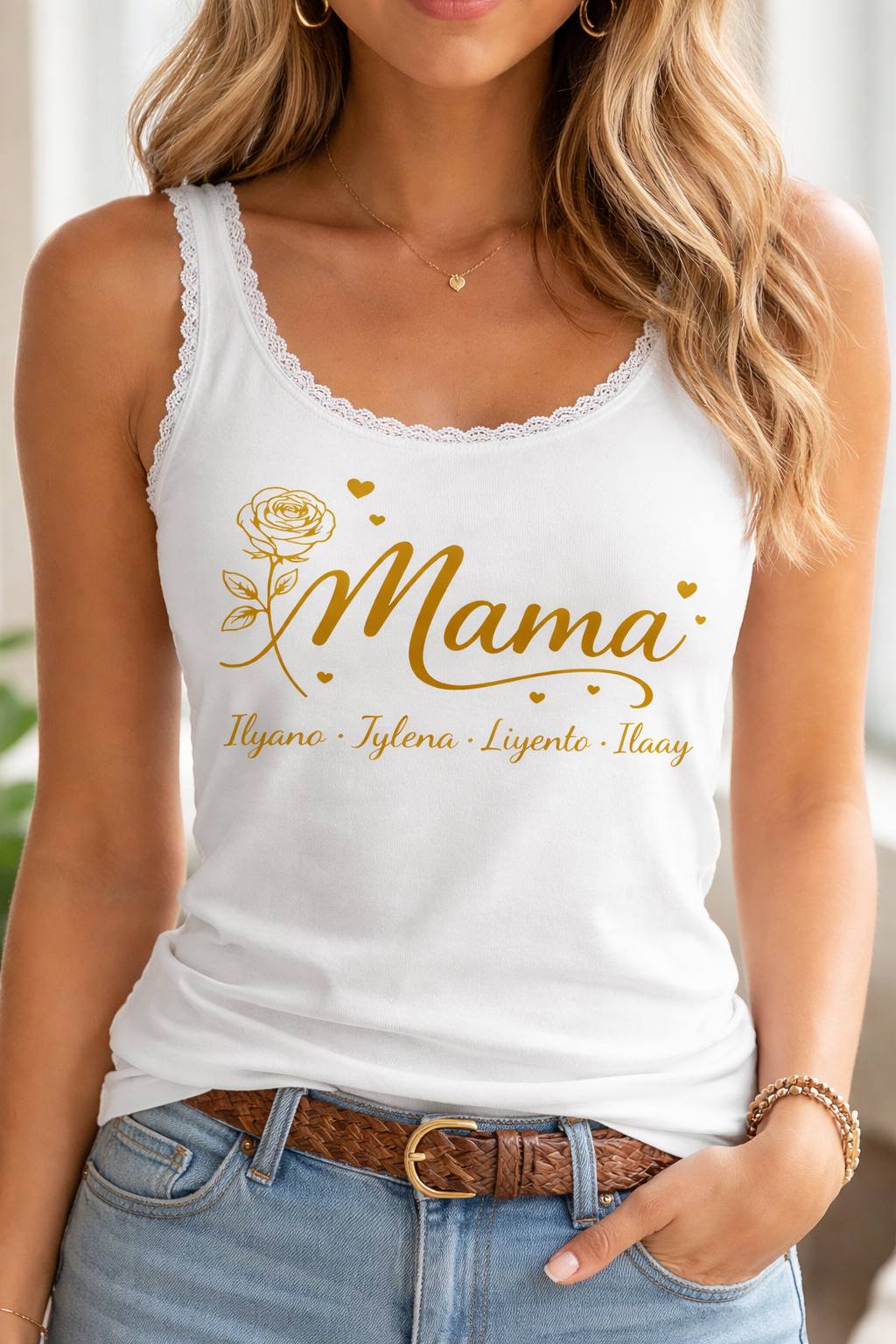 Mouwloze shirt met Mama