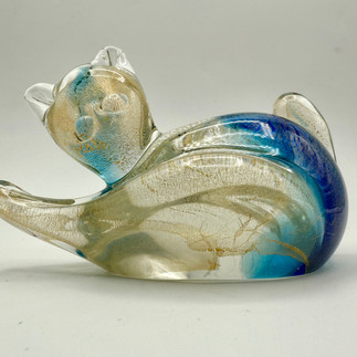 Chalet Art Glass Cat with Gold Flake