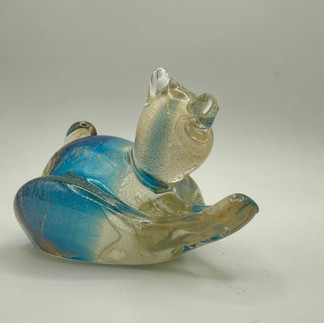 Chalet Art Glass Cat with Gold Flake