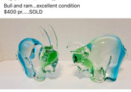 Chalet Glass Bull and Ram