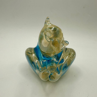 Chalet Art Glass Cat with Gold Flake