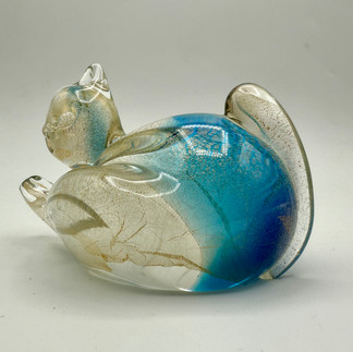Chalet Art Glass Cat with Gold Flake