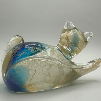 Chalet Art Glass Cat with Gold Flake