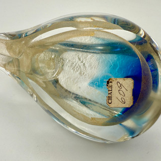 Chalet Art Glass Cat with Gold Flake