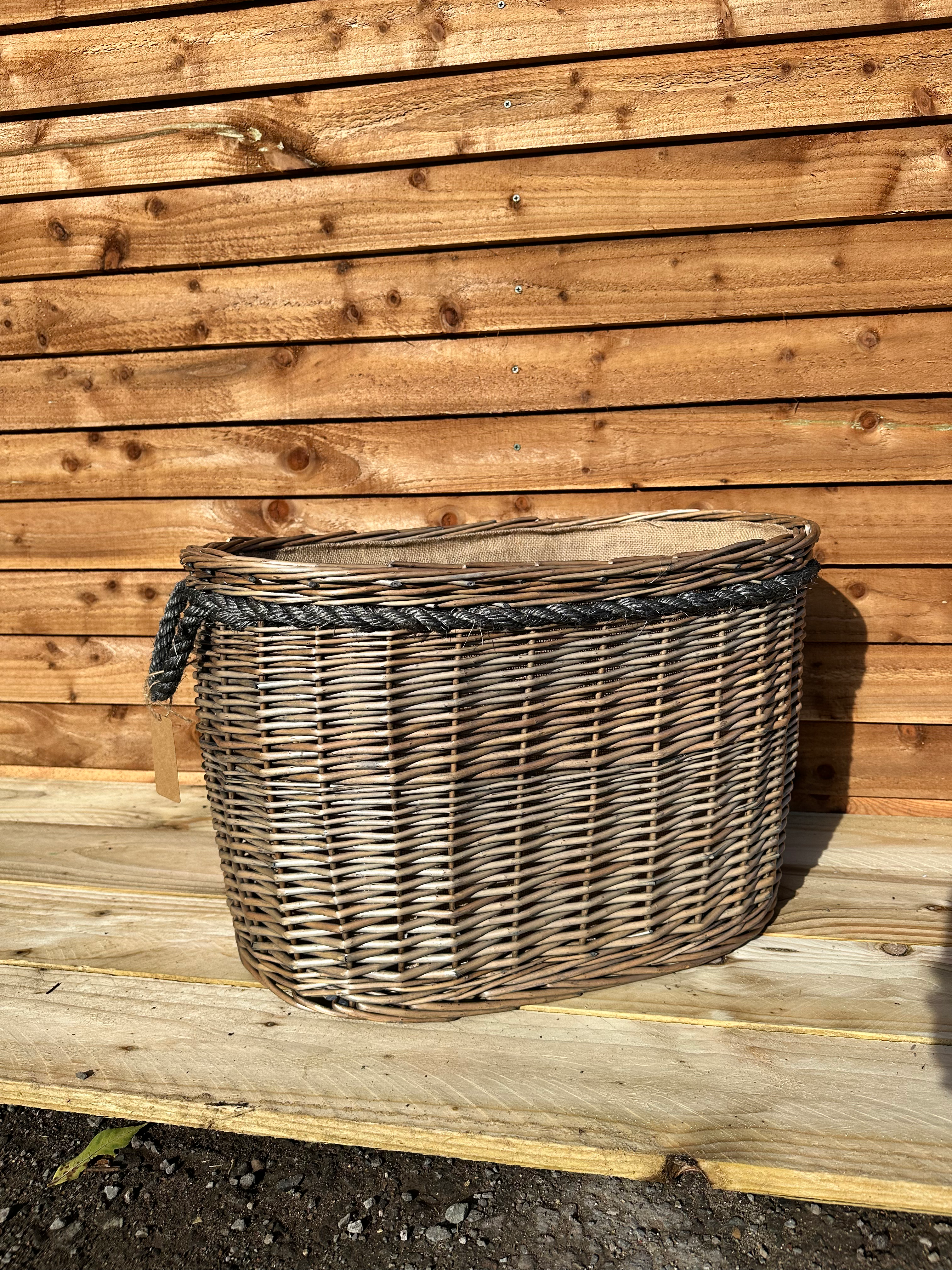 Oval Lined Basket with Rope Handle