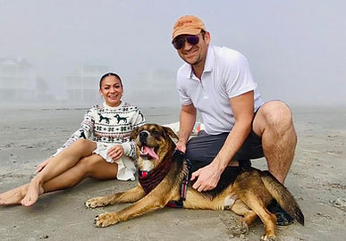 Melissa, Michael, and Boromir together at the beach