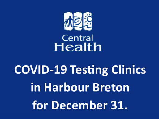 Walk-in COVID-19 testing on Connaigre Peninsula for December 31, 2021