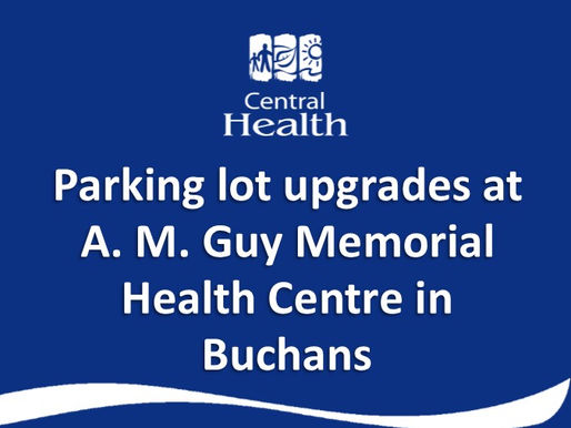 Parking lot upgrades at A. M. Guy Memorial Health Centre in Buchans