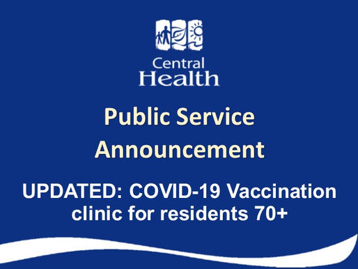 UPDATE: COVID-19 immunization clinics for residents 70+