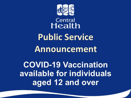 COVID-19 Vaccination available for individuals aged 12 years of age and over