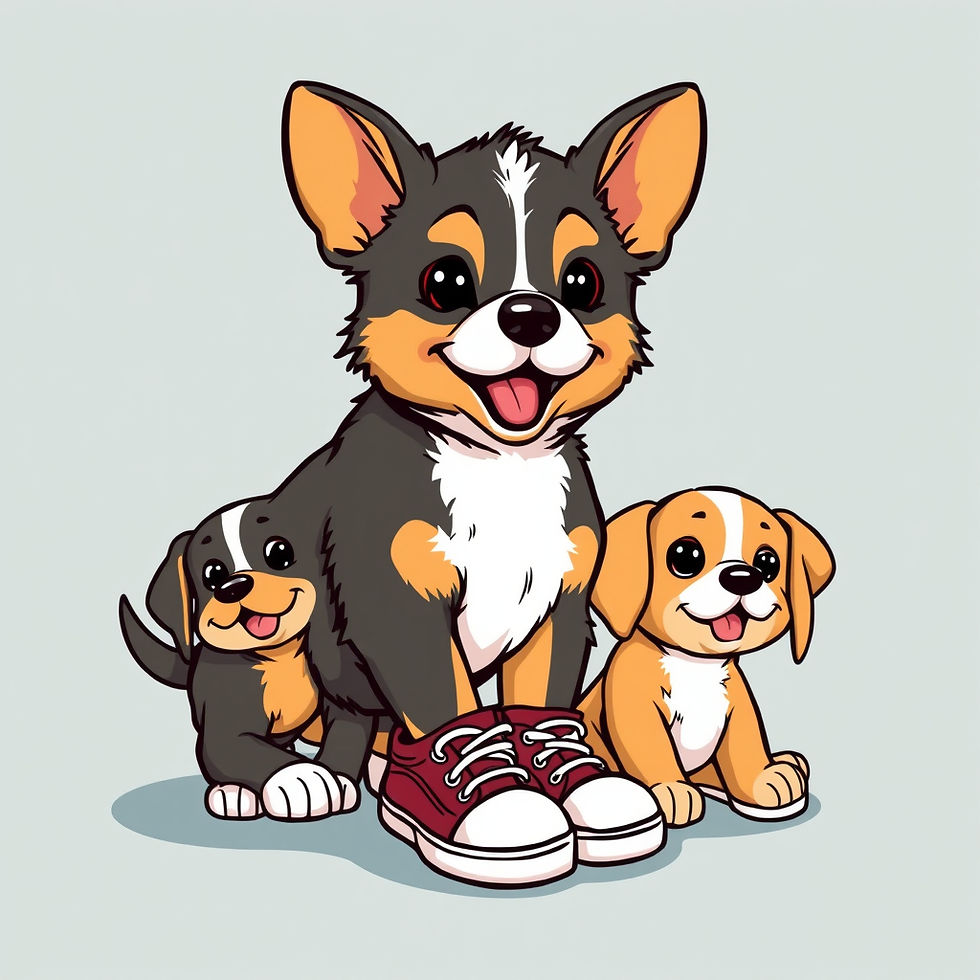 puppies wearing shoes
