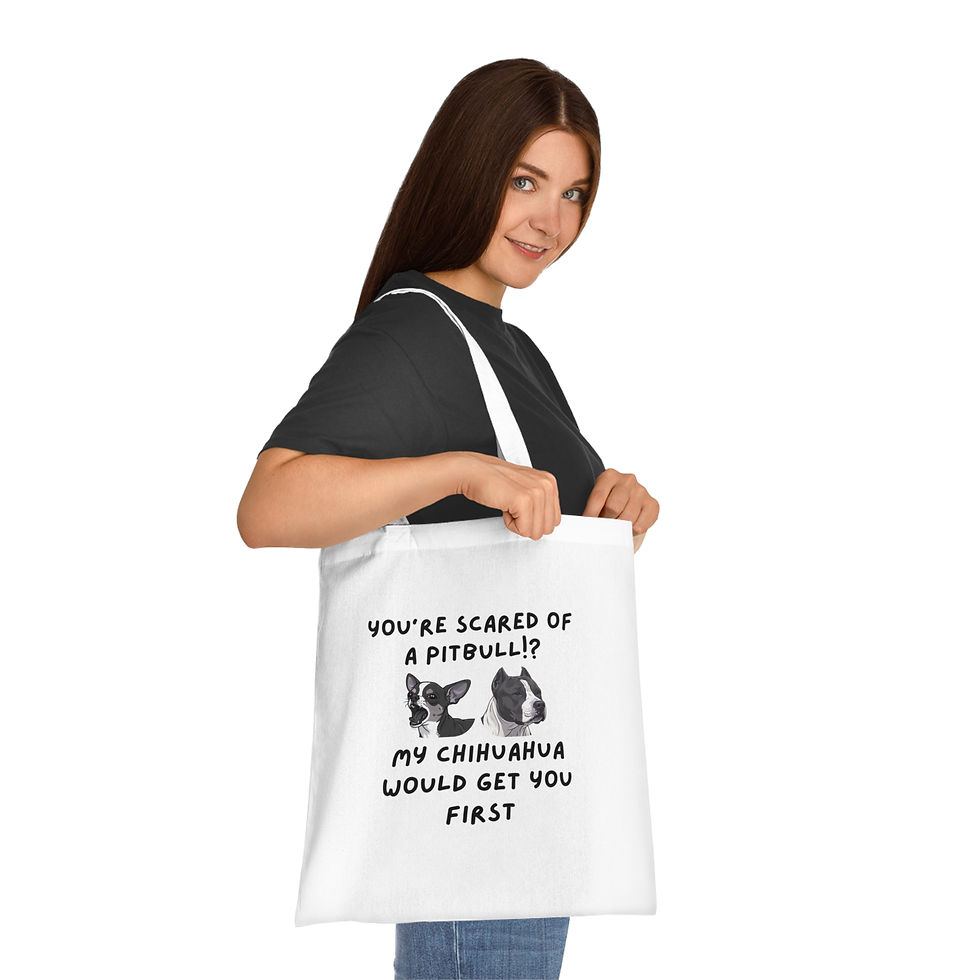 Thumbnail: Chihuahua & Pitbull Funny Tote Bag 