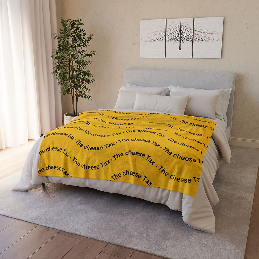 Thumbnail: The Cheese Tax Patterned Throw Blanket — Funny Retro Yellow Comfort