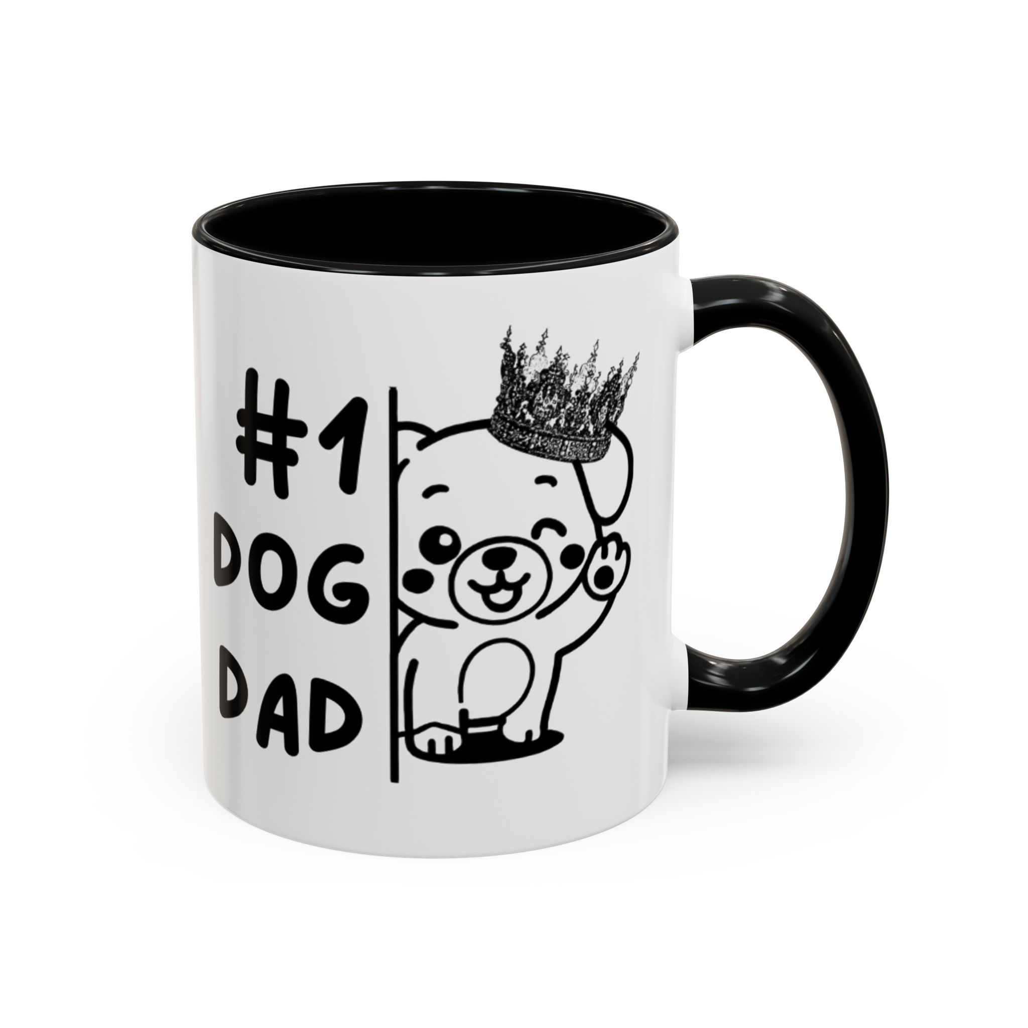 Number One Dog Dad Mug | Cute Puppy Crown Coffee Cup