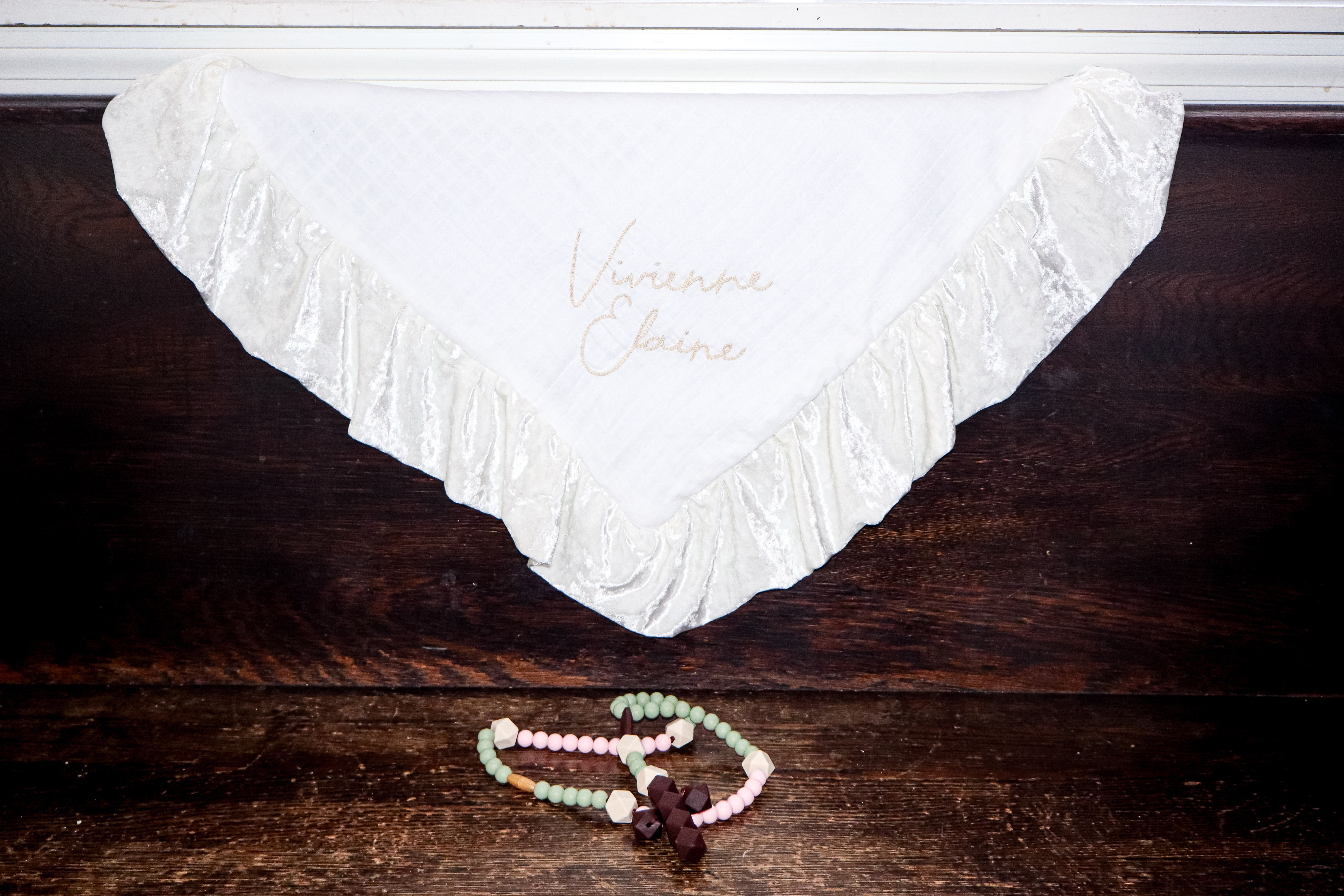 Muslin Velvet Ivory Blanket - Personalized