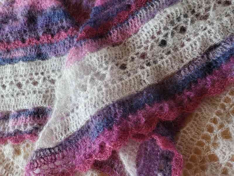 Miniature : Châle mohair et soie mauve et bleu