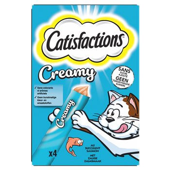Friandises chat Catisfactions Creamy au saumon - 4x10g