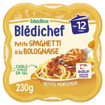 Repas bébé Blédichef 12 mois Spaghetti bolognaise - 230g