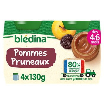 Compote bébé Blédina 4-6 mois Pomme pruneau - 4x130g