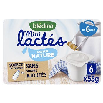 Dessert bébé lacté Blédina 6m Nature - 6x55g
