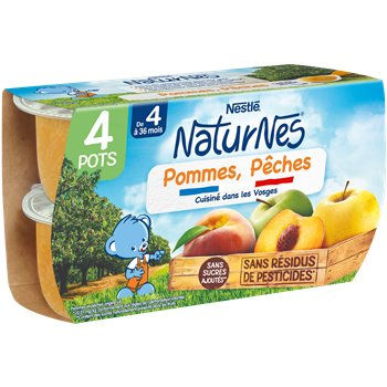 NaturNes Nestlé - Pommes Pêches dès 4/6 mois - 4x130g