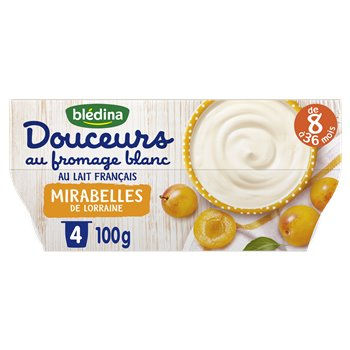 Fromage blanc bébé Blédina 8m Mirabelle - 4x100g