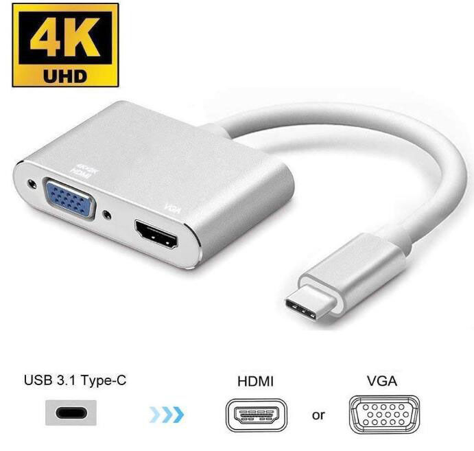USB C to HDMI/VGA Adapter 4K