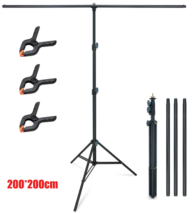 Photography Backdrop Stand T-shaped Adjustable Background Frame Stand 200x200cm