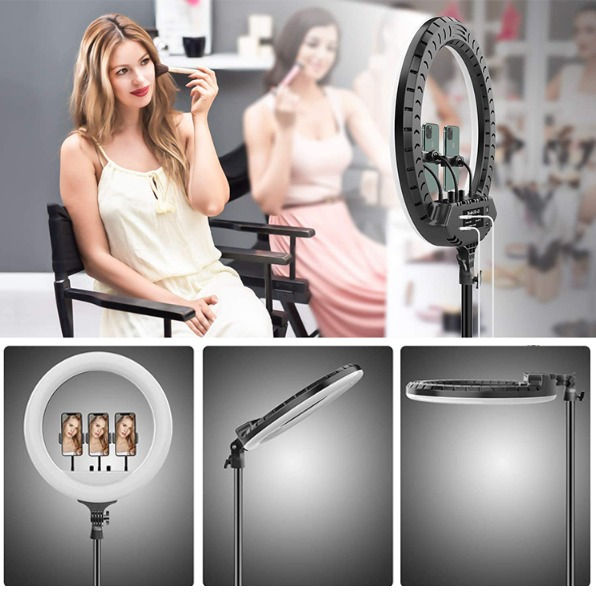 Thumbnail: 21" Selfie Ring Light w/ 73" Tripod – Brightness & Color Control for Photography