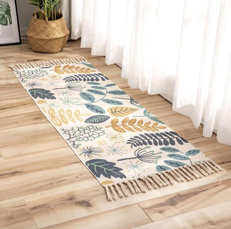 Area Rug Washable Woven Runner Rug with Tassels 60x180cm
